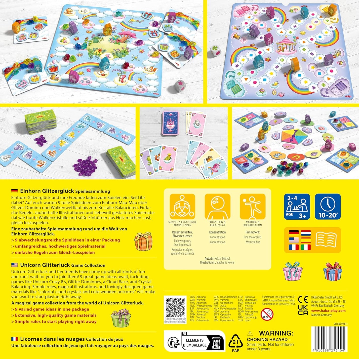 Haba 2010879001 Unicorn Glitterluck Game Collection  (9 Varied Dice, Board & Card Games)  獨角獸閃閃幸運遊戲合集(9 種不同的骰子、棋盤和紙牌遊戲)
