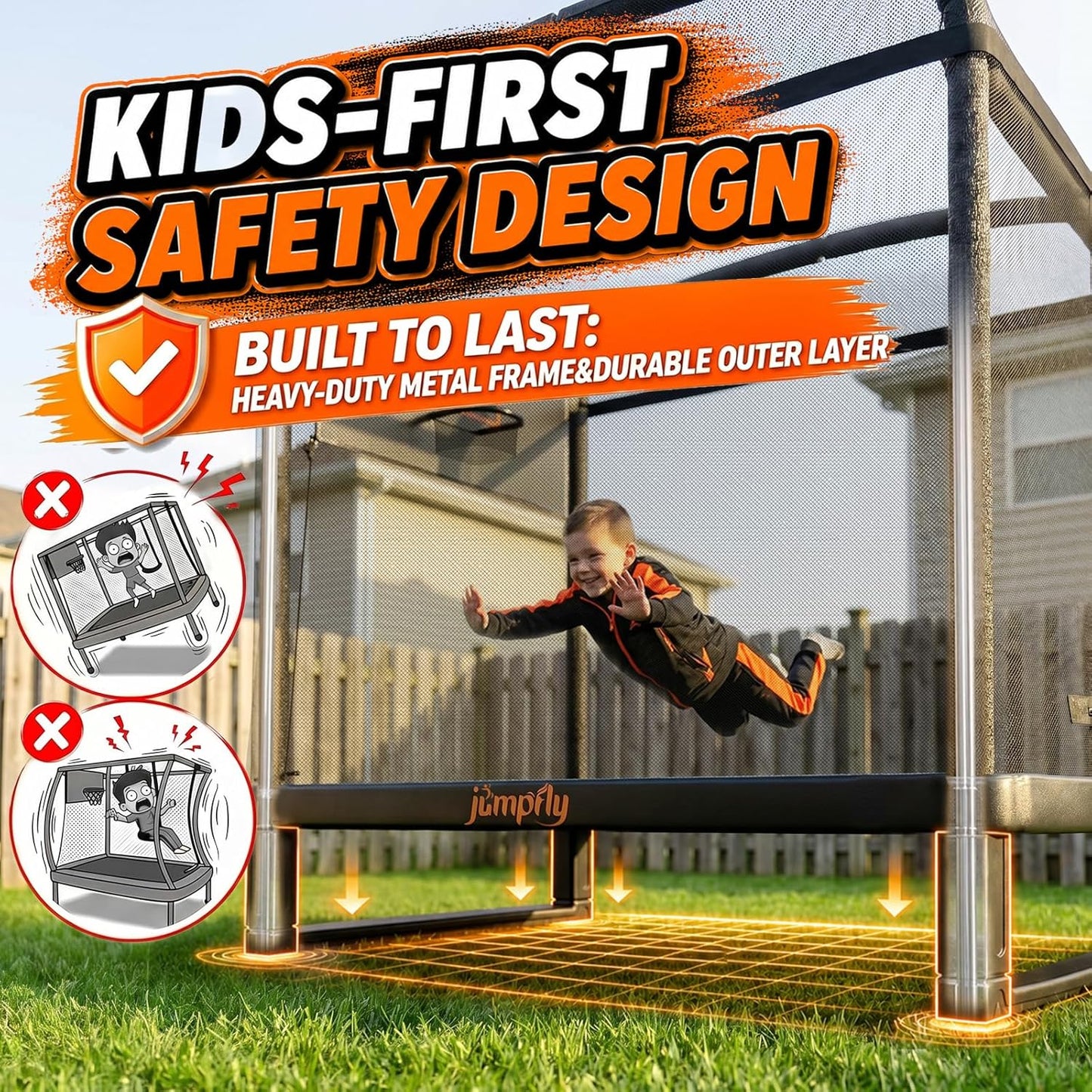 6FT Rectangle Trampoline for Kids ASTM Approved with on-site Installation 6呎長方形兒童多功能彈床 通過 ASTM 安全認證 包含上門安裝