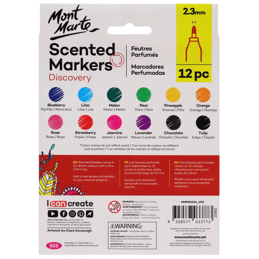 Mont Marte Scented Markers Discovery 2.3mm Tip 12pc 水果香氣彩色麥克筆 2.3mm筆尖 12色