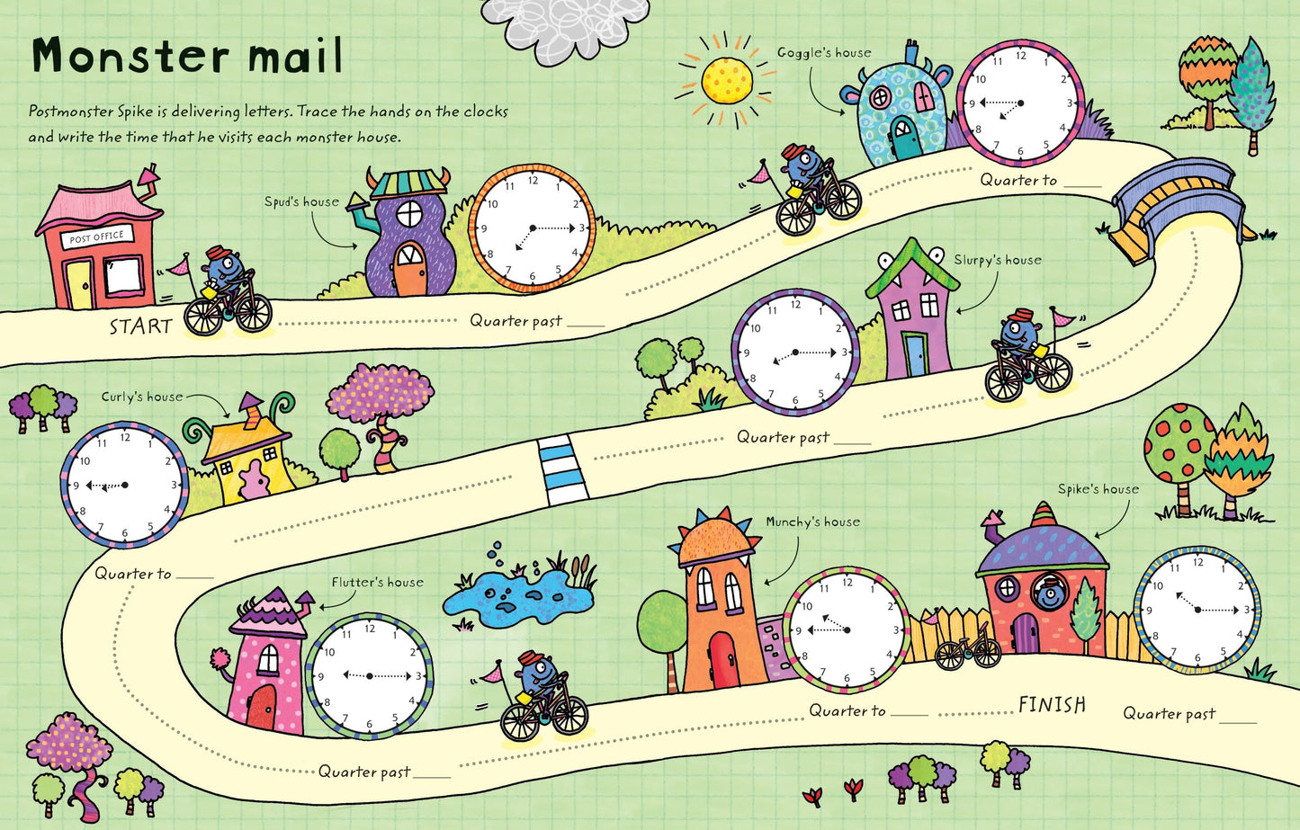 Usborne Wipe-clean Telling the Time 可擦寫 開始時間學習遊戲書