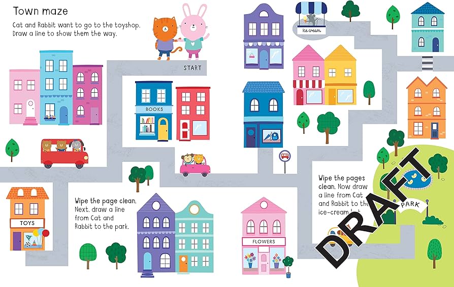 Usborne Wipe-Clean First Puzzles Writing Skill Book 可擦寫第一個謎題 寫字訓練書