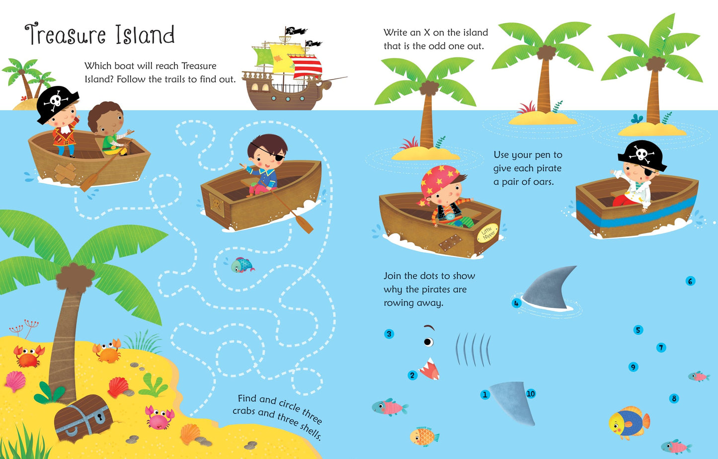 Usborne Wipe-Clean Pirate Activities Writing Skill Book 可擦寫的海盜活動寫字訓練書