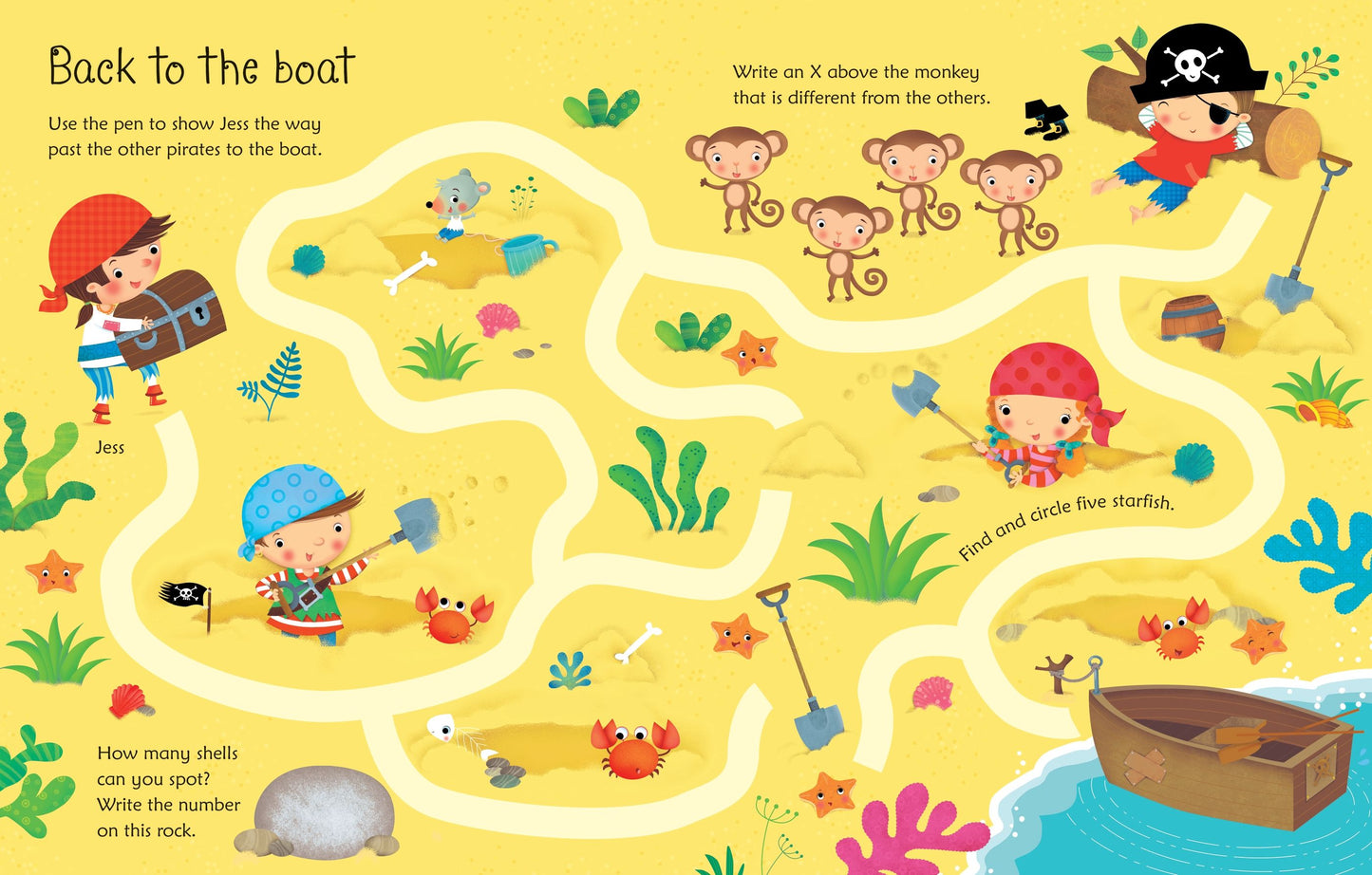 Usborne Wipe-Clean Pirate Activities Writing Skill Book 可擦寫的海盜活動寫字訓練書