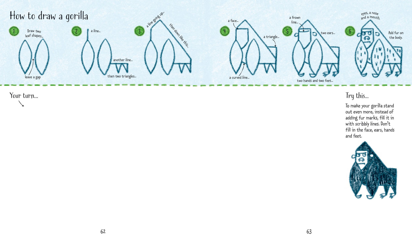 Usborne Step-by-Step Drawing Book Animals 逐步畫動物繪畫填色書