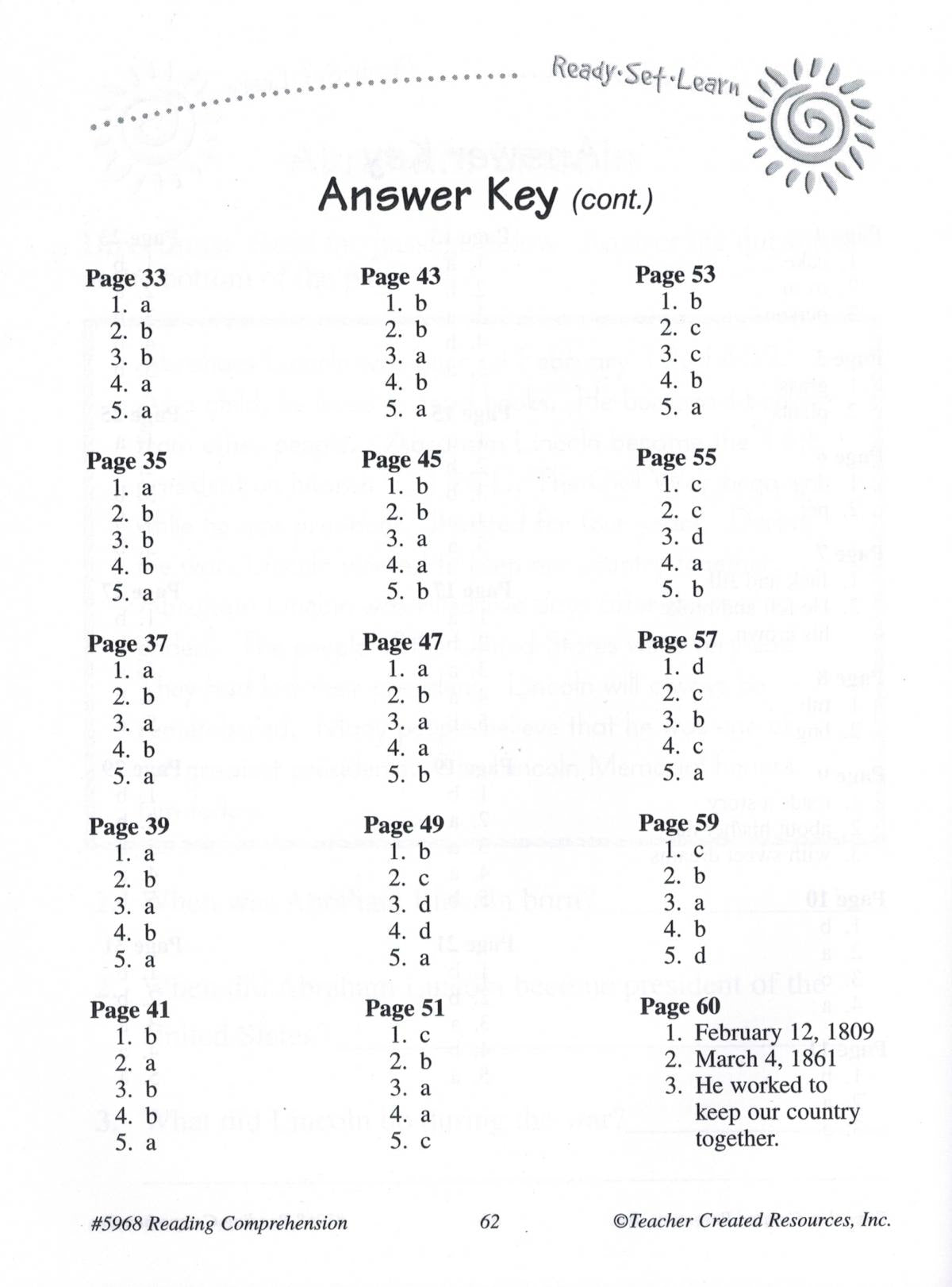 Teacher Created Resources Ready-Set-Learn Reading Comprehension Grade 1