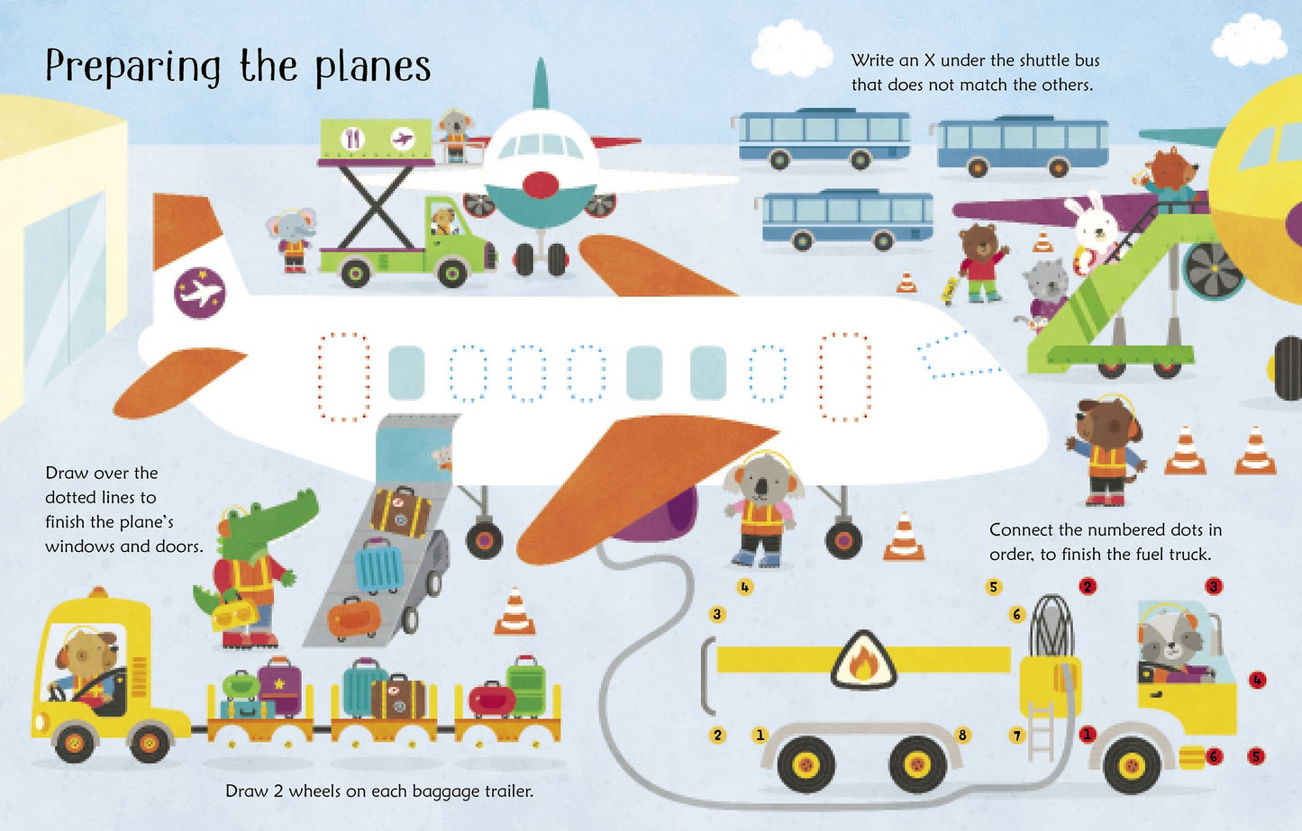 Usborne Wipe-Clean Airport Activities Writing Skill Book 可擦寫的機場活動寫字訓練書