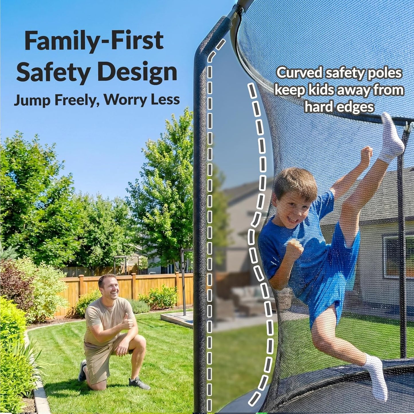 Outdoor Trampoline with Safety Net, LED Lights & Basketball Hoop ASTM F381-16 Approved 戶外大型蹦床 | 附安全防護網、LED 燈及籃球框 符合美國 ASTM F381-16 安全標準