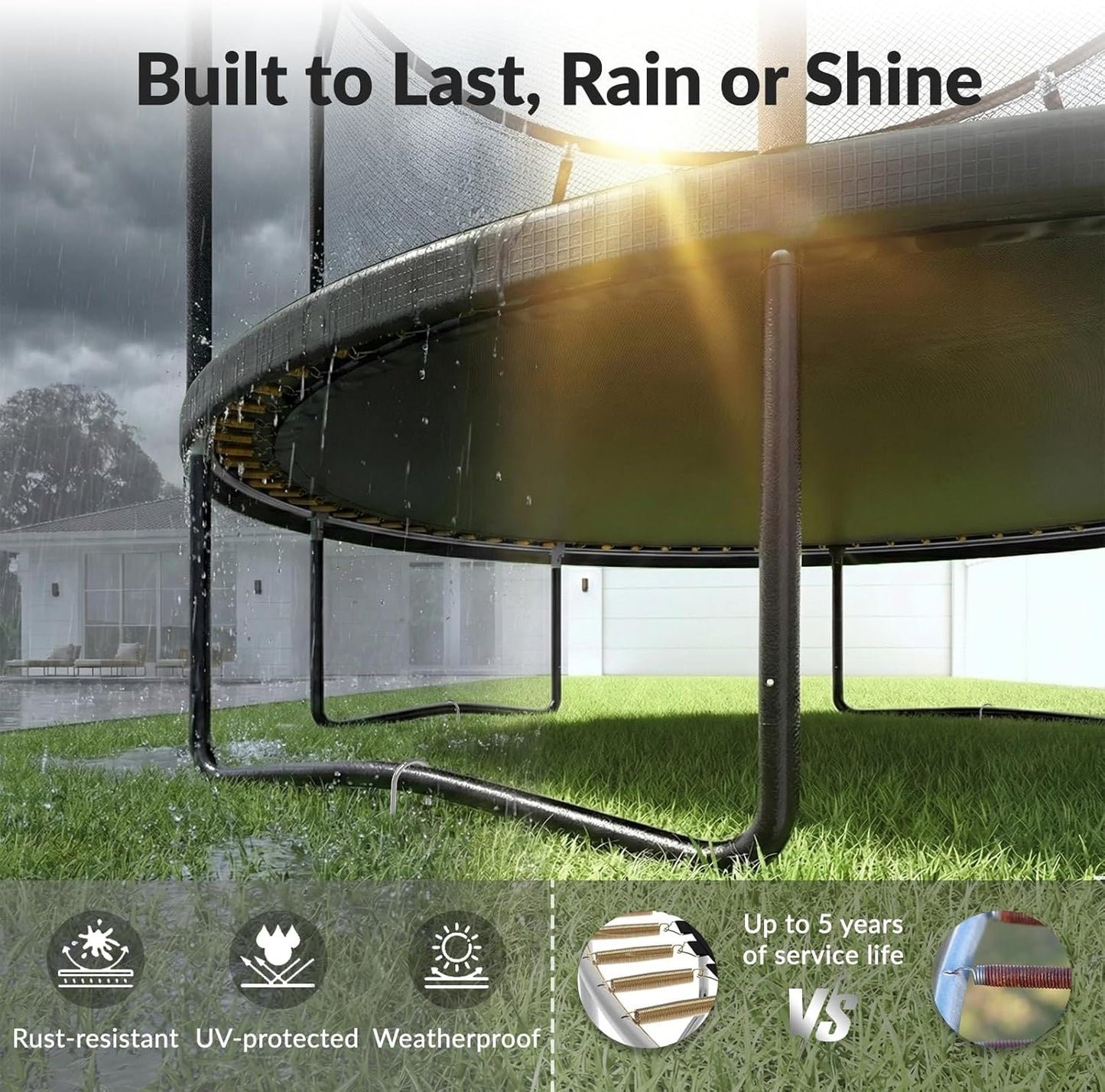 Outdoor Trampoline with Safety Net, LED Lights & Basketball Hoop ASTM F381-16 Approved 戶外大型蹦床 | 附安全防護網、LED 燈及籃球框 符合美國 ASTM F381-16 安全標準