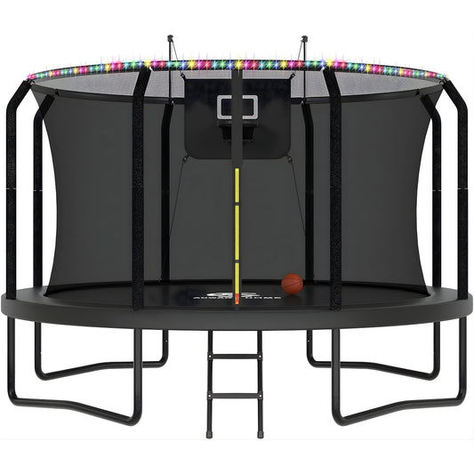 Outdoor Trampoline with Safety Net, LED Lights & Basketball Hoop ASTM F381-16 Approved 戶外大型蹦床 | 附安全防護網、LED 燈及籃球框 符合美國 ASTM F381-16 安全標準