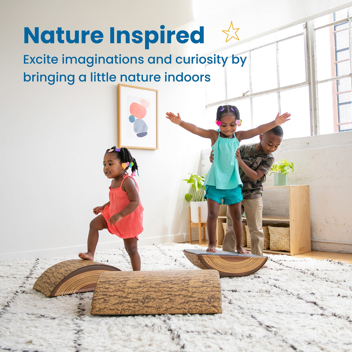 Tree Log Nature-Inspired Climber Balance Builders Set of 3