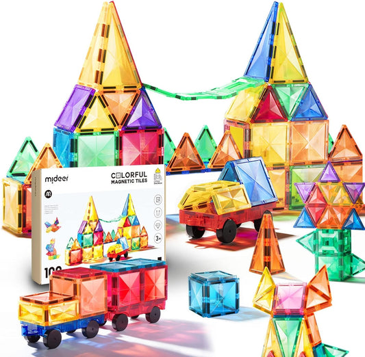 Mideer Colorful Magnetic Tiles Set of 100塊 透彩磁性建構片套裝