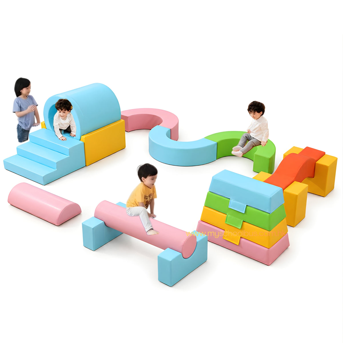 Climb & Play Soft Blocks Macaron Set of 19件 馬卡龍彩 體能訓練可自由組合