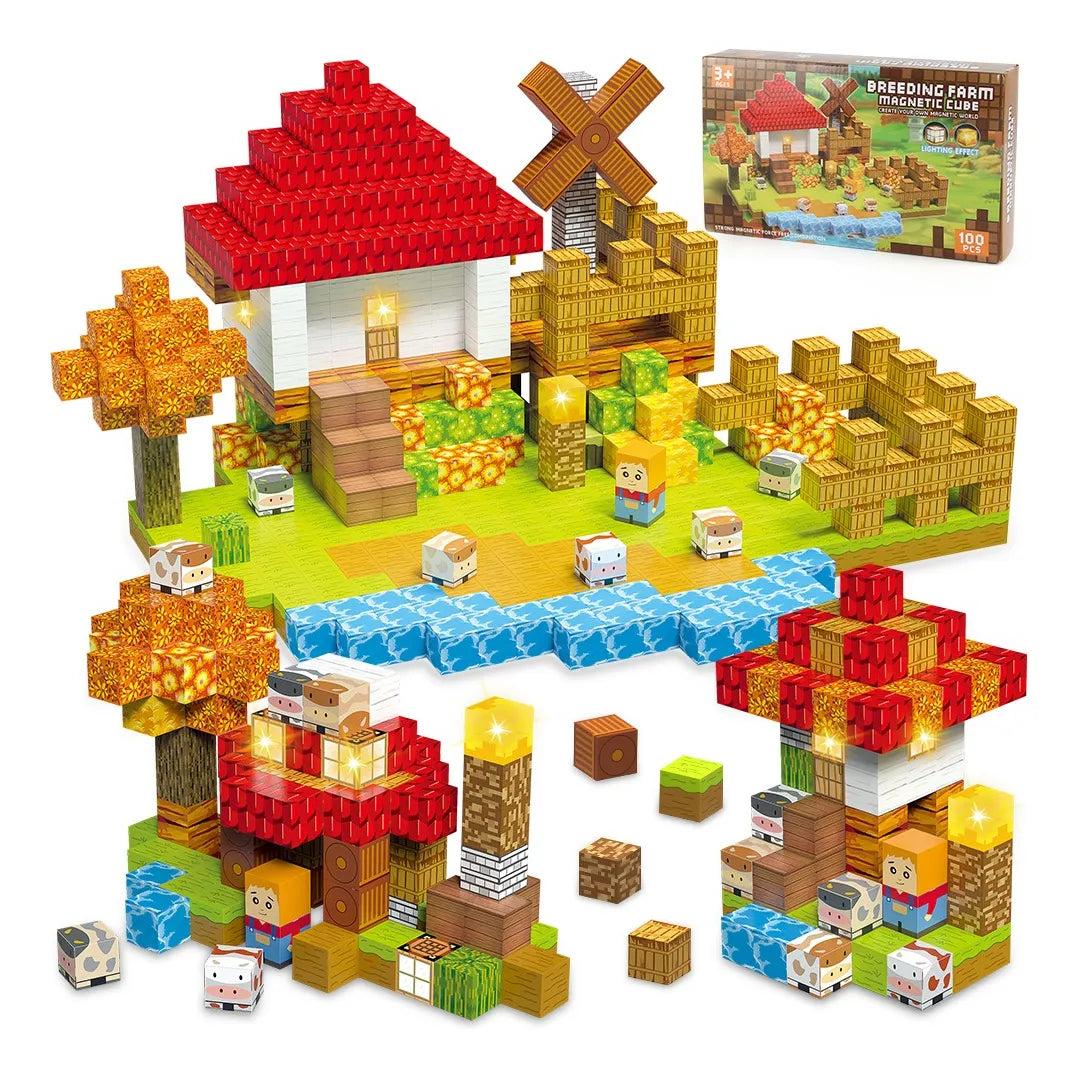 2CM Magnetic Building Blocks Toy Farm Set of 100 塊農場套裝