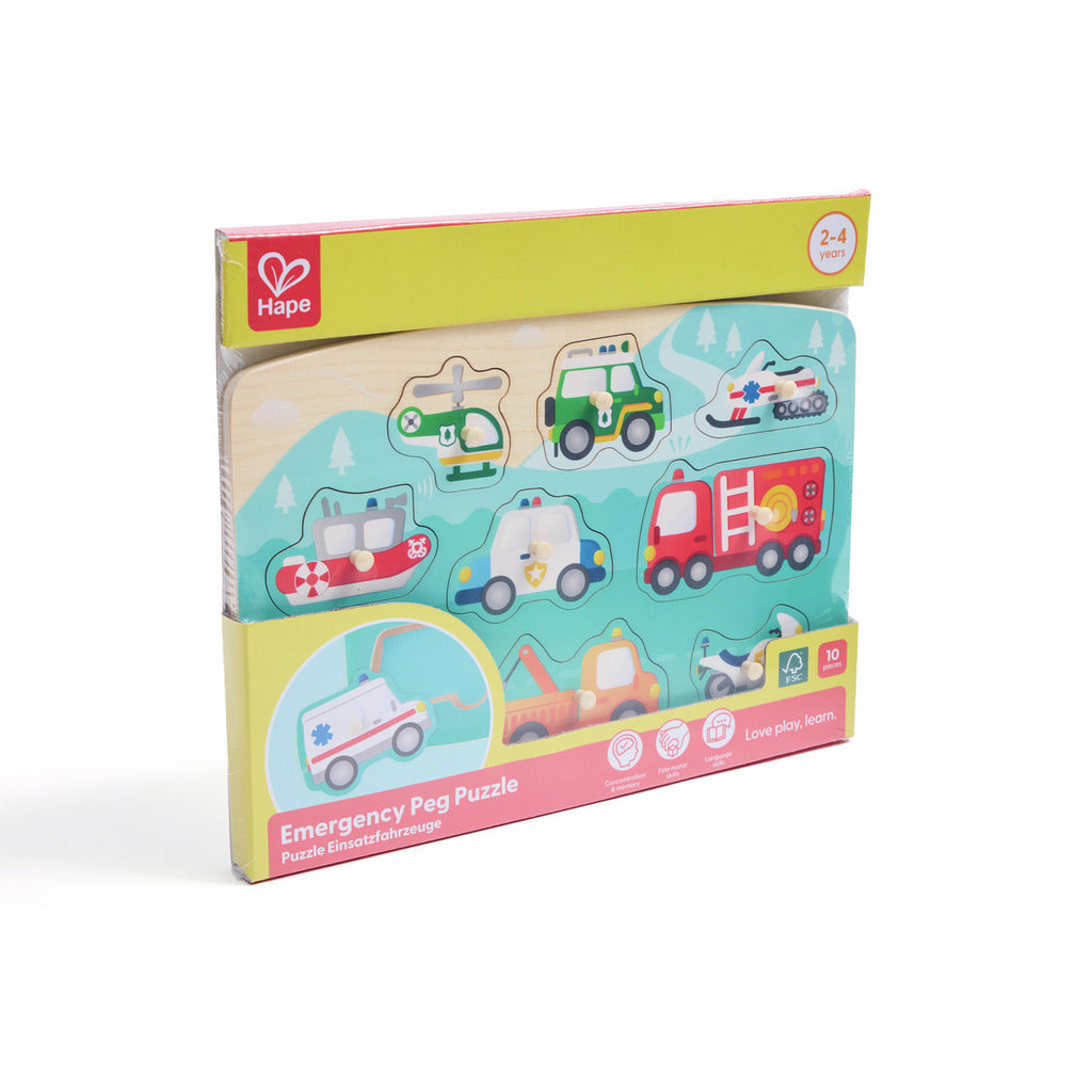 Hape Emergency Peg Puzzle 急救車隊小抓手拼圖