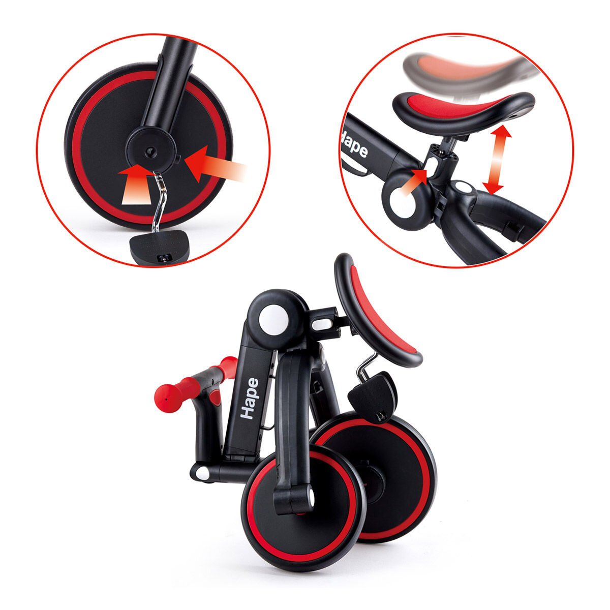 Hape Multifunctional Transforming Rider 多功能滑步車模式+三輪車模式 紅黑色