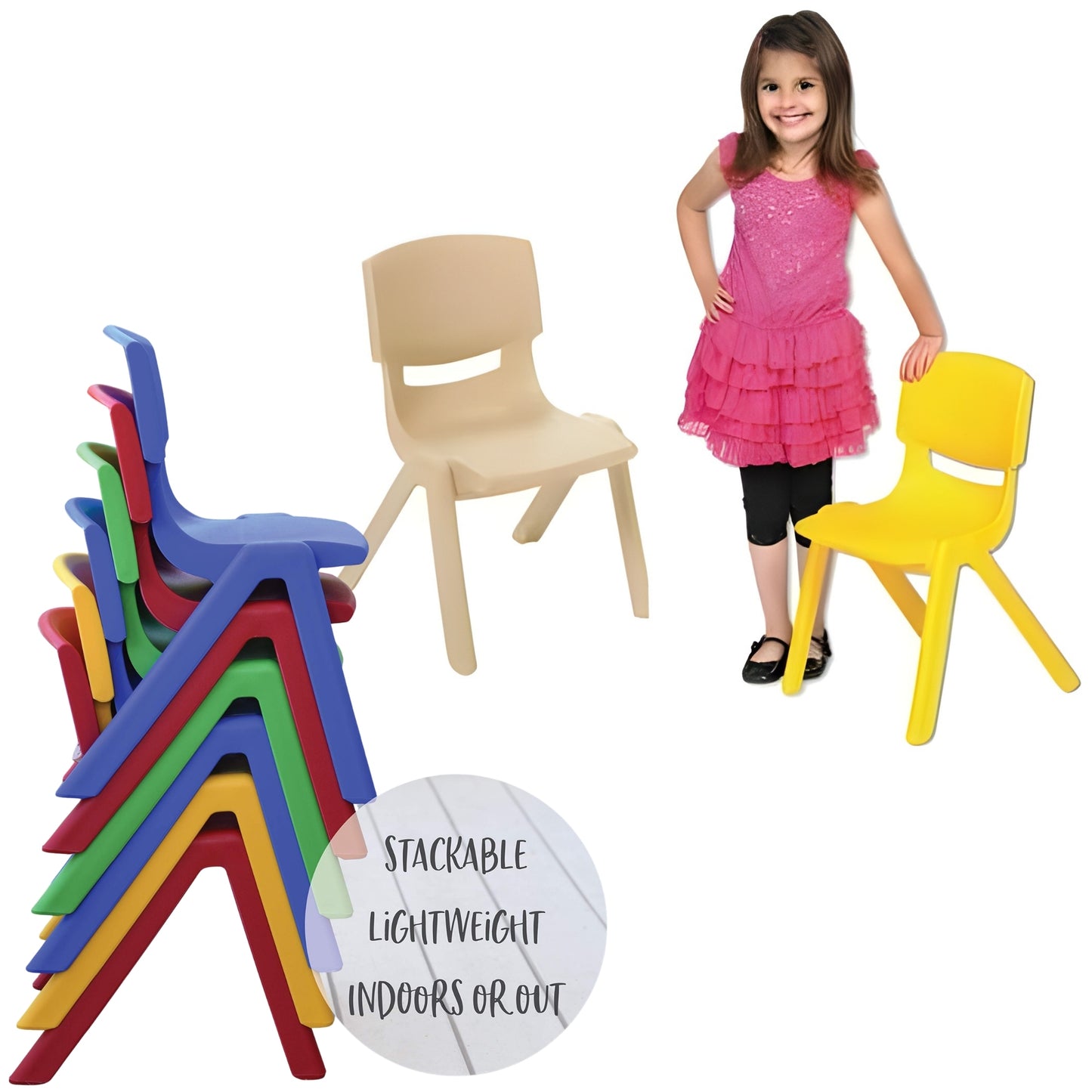 ECR4Kids Plastic School Stack Chair Set of 5張套裝 課室可疊高樹脂椅子 GREENGUARD Gold Certified