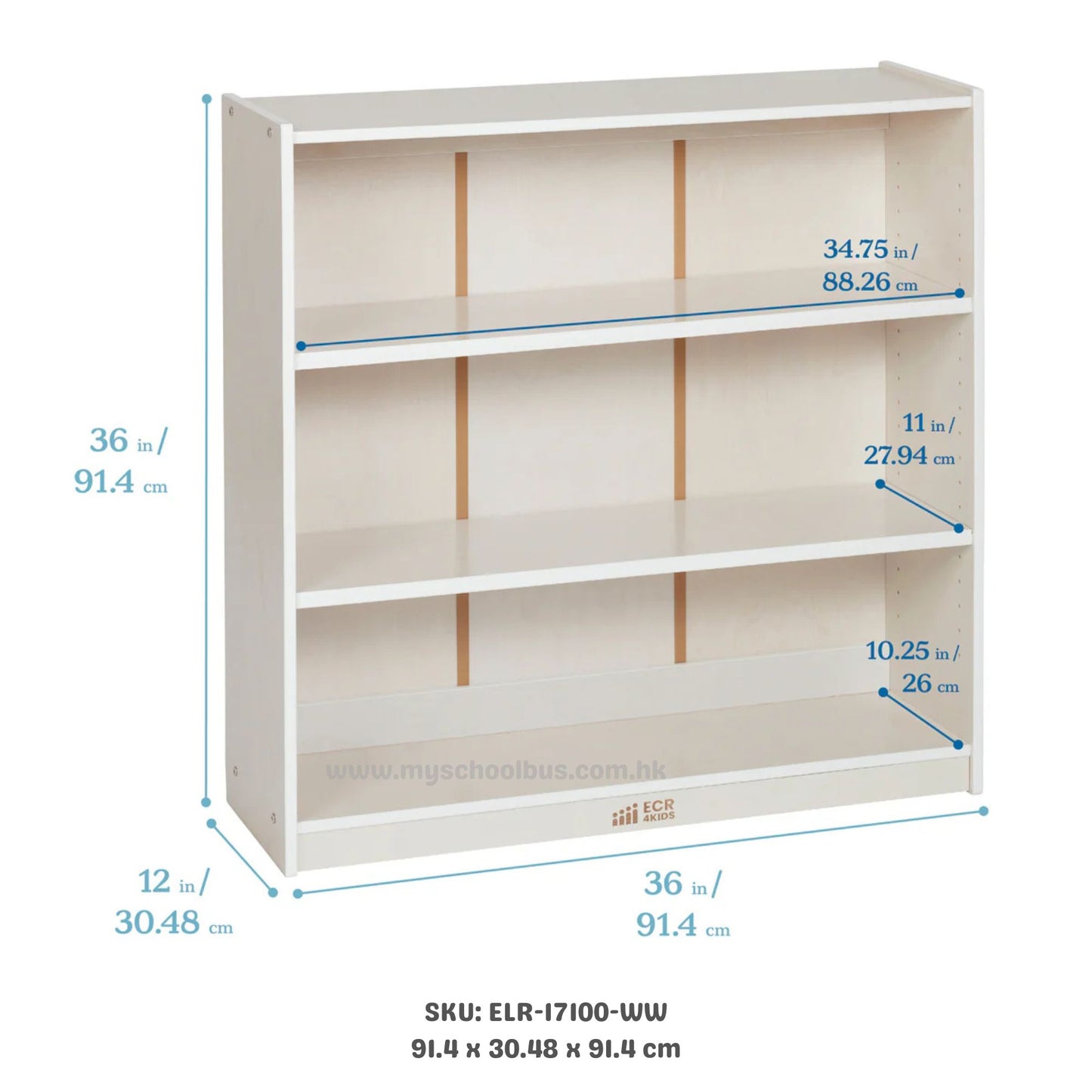 ECR4Kids Wooden Classic Bookcase with Adjustable Shelves 木製經典書架-配備可調式層板