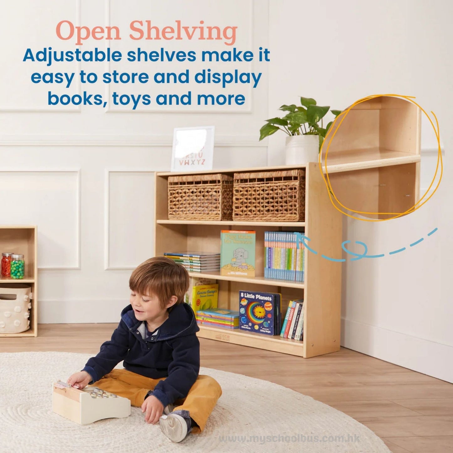 ECR4Kids Wooden Classic Bookcase with Adjustable Shelves 木製經典書架-配備可調式層板