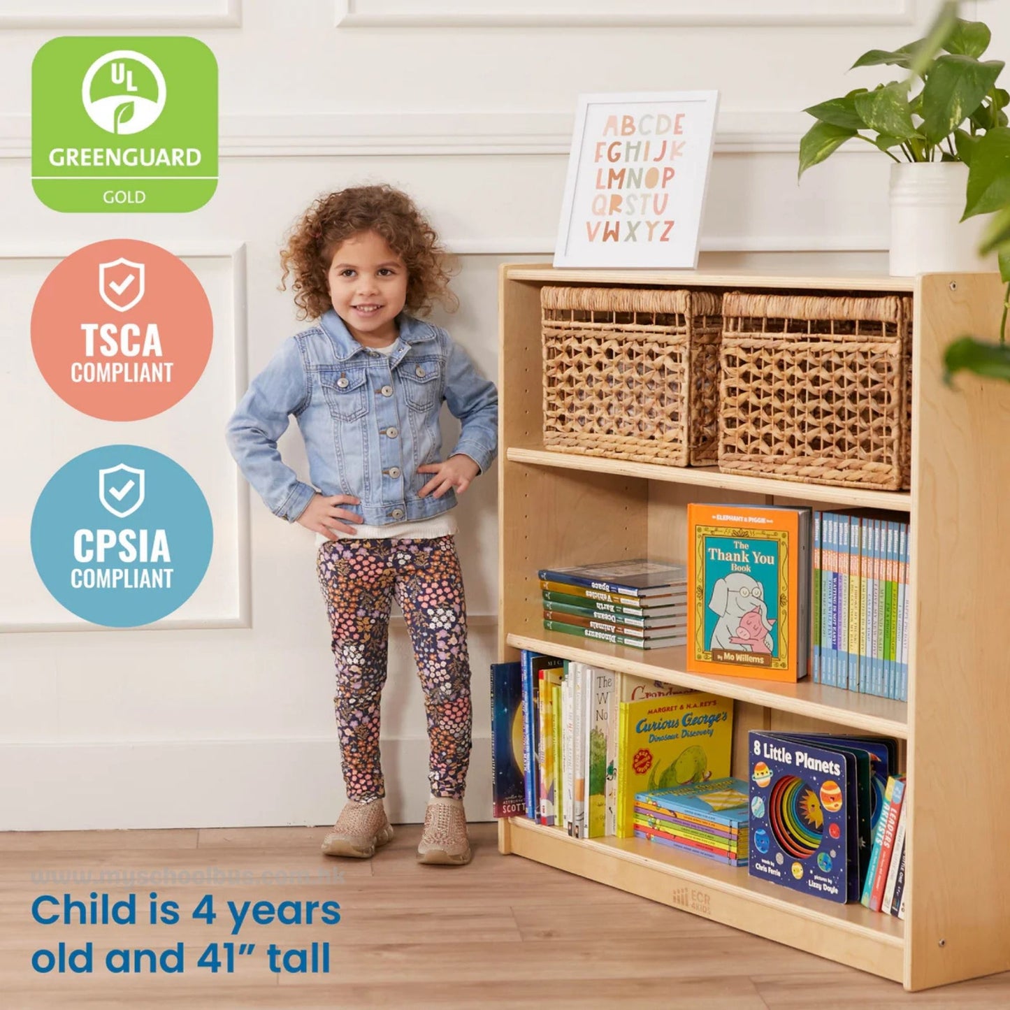 ECR4Kids Wooden Classic Bookcase with Adjustable Shelves 木製經典書架-配備可調式層板