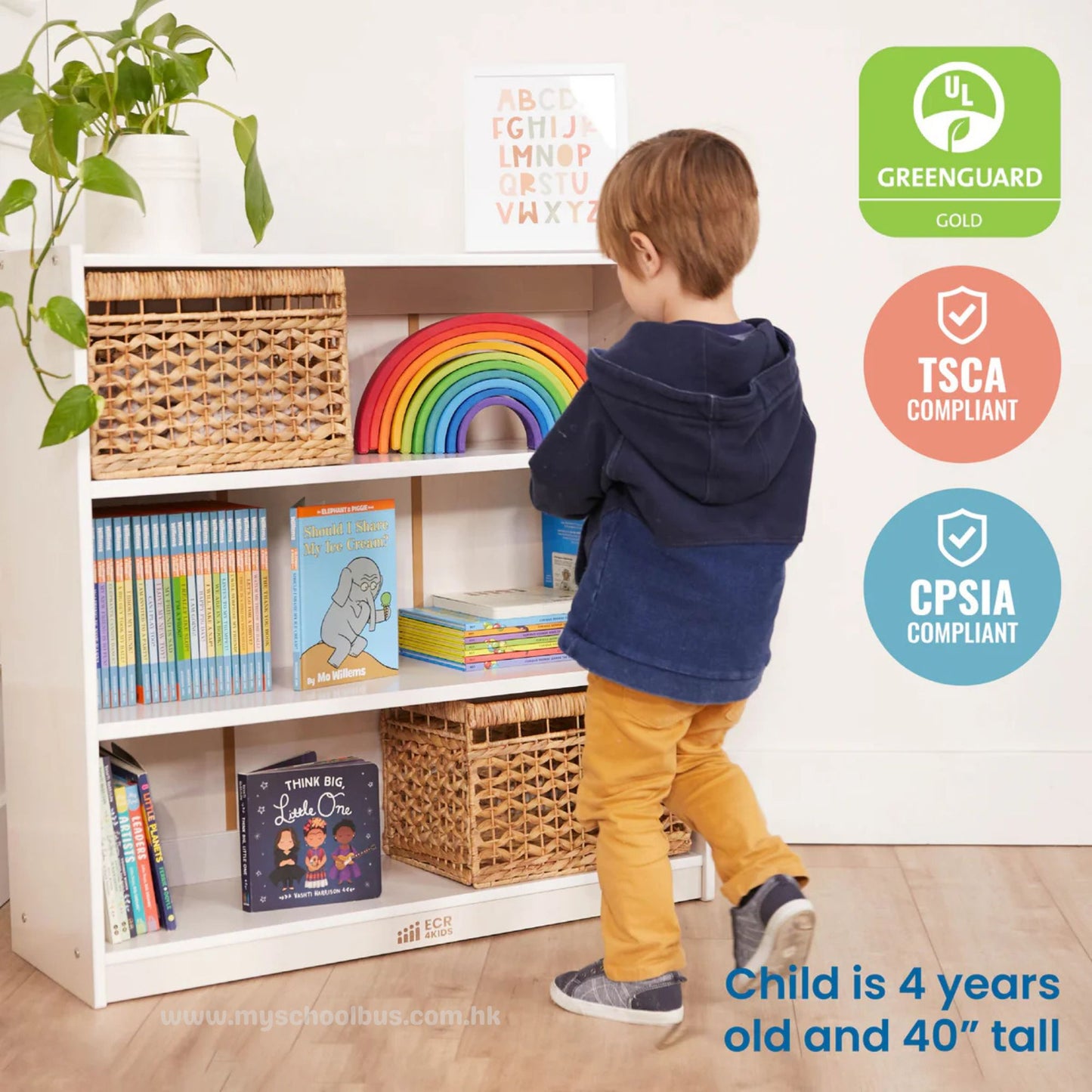 ECR4Kids Wooden Classic Bookcase with Adjustable Shelves 木製經典書架-配備可調式層板