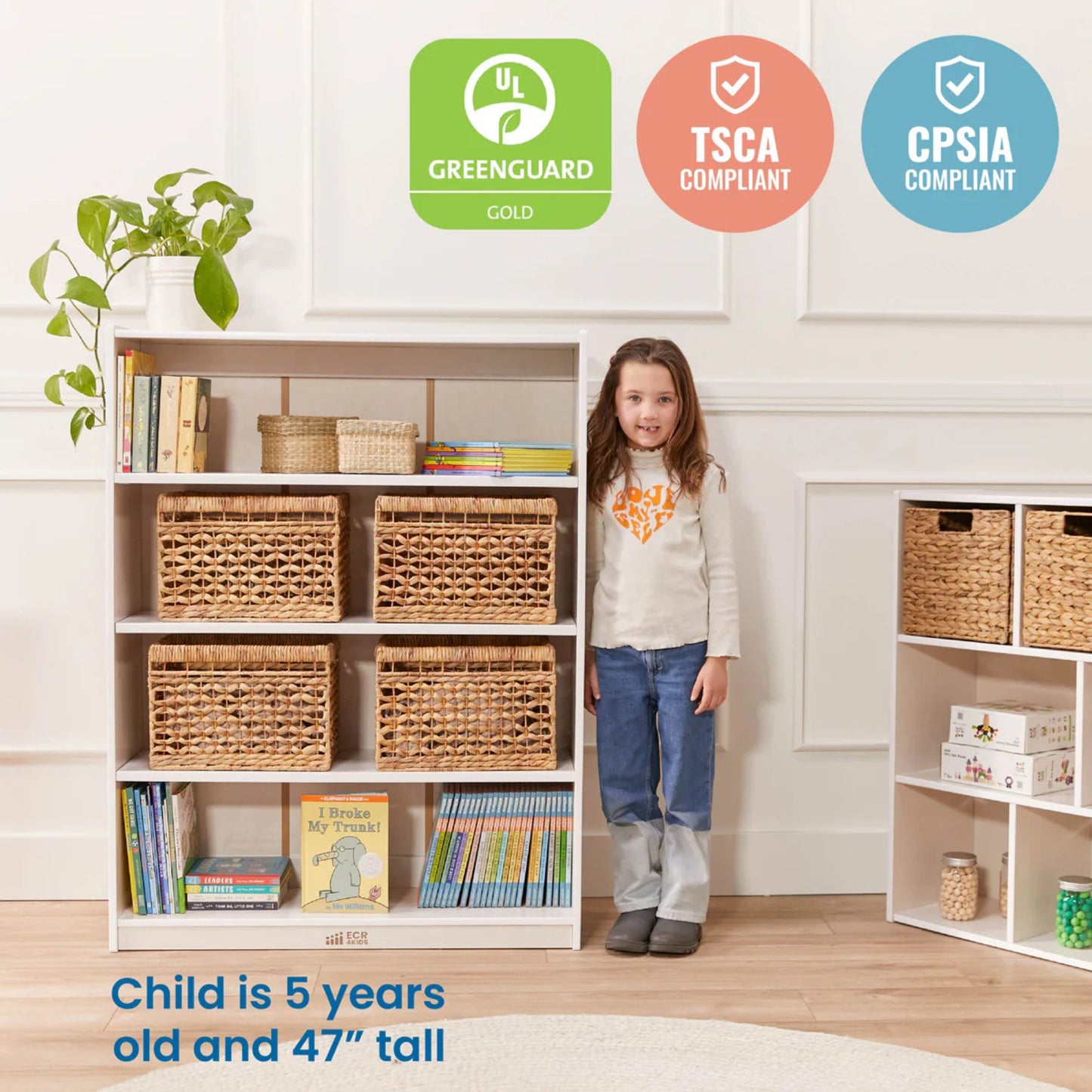 ECR4Kids Wooden Classic Bookcase with Adjustable Shelves 木製經典書架-配備可調式層板