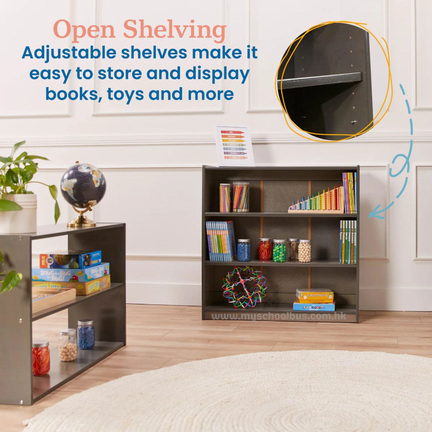 ECR4Kids Wooden Classic Bookcase with Adjustable Shelves 木製經典書架-配備可調式層板