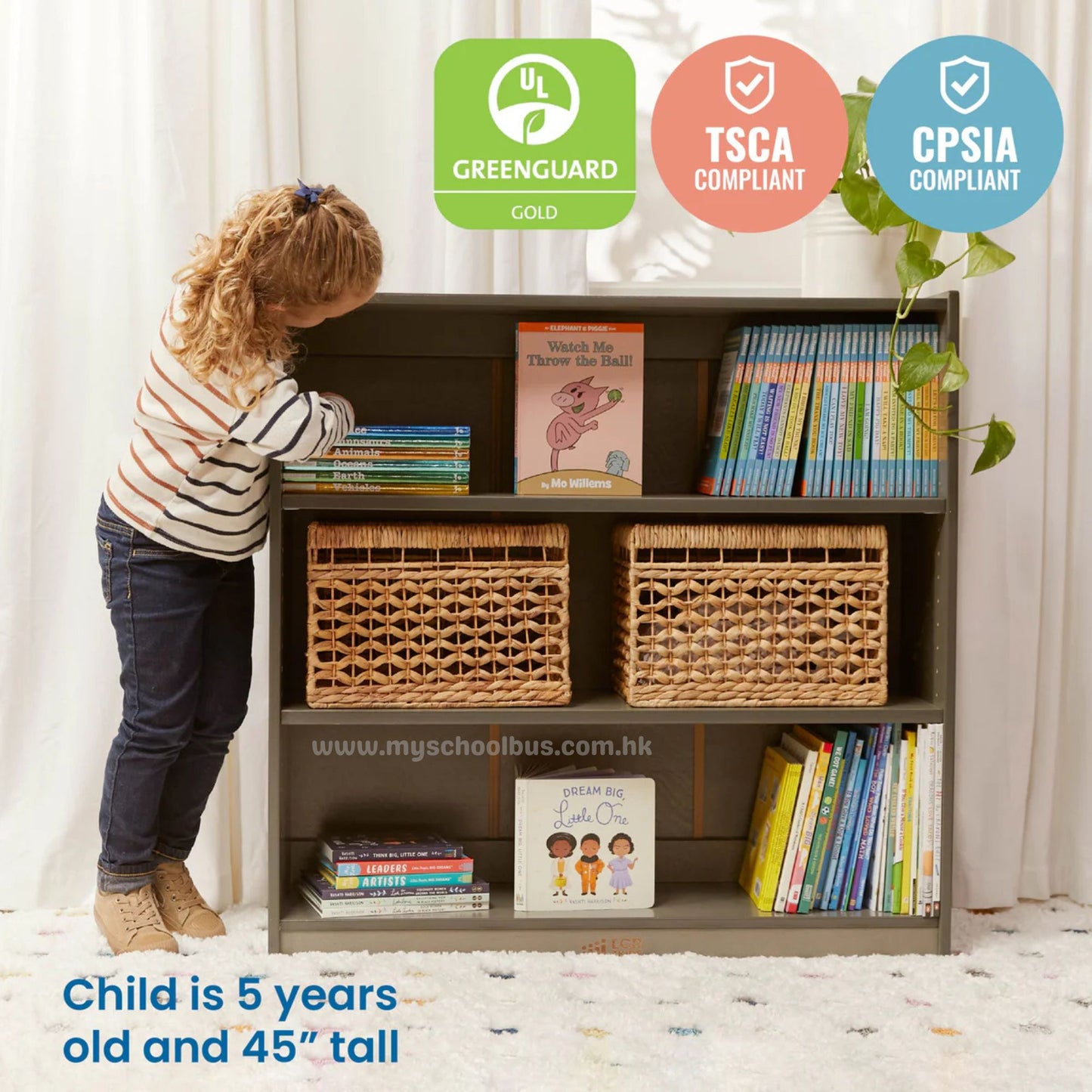 ECR4Kids Wooden Classic Bookcase with Adjustable Shelves 木製經典書架-配備可調式層板