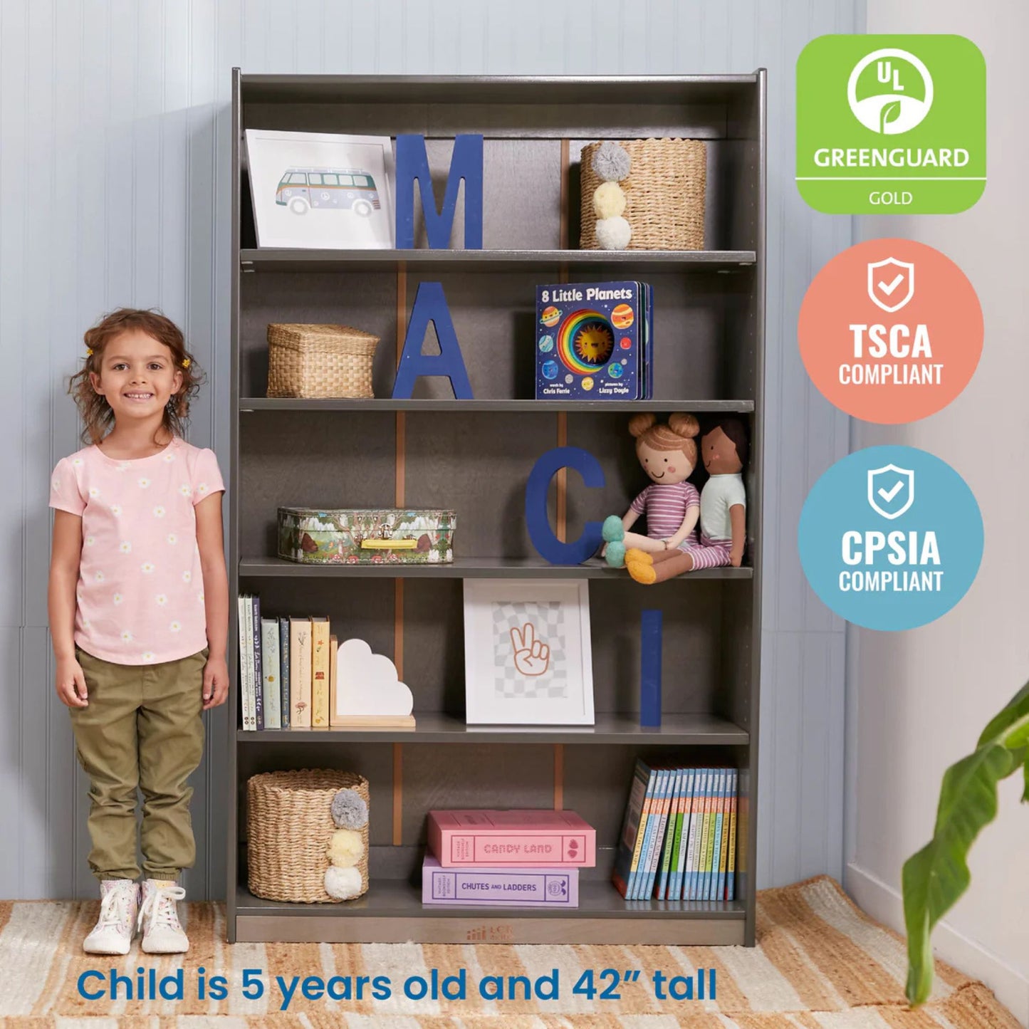 ECR4Kids Wooden Classic Bookcase with Adjustable Shelves 木製經典書架-配備可調式層板