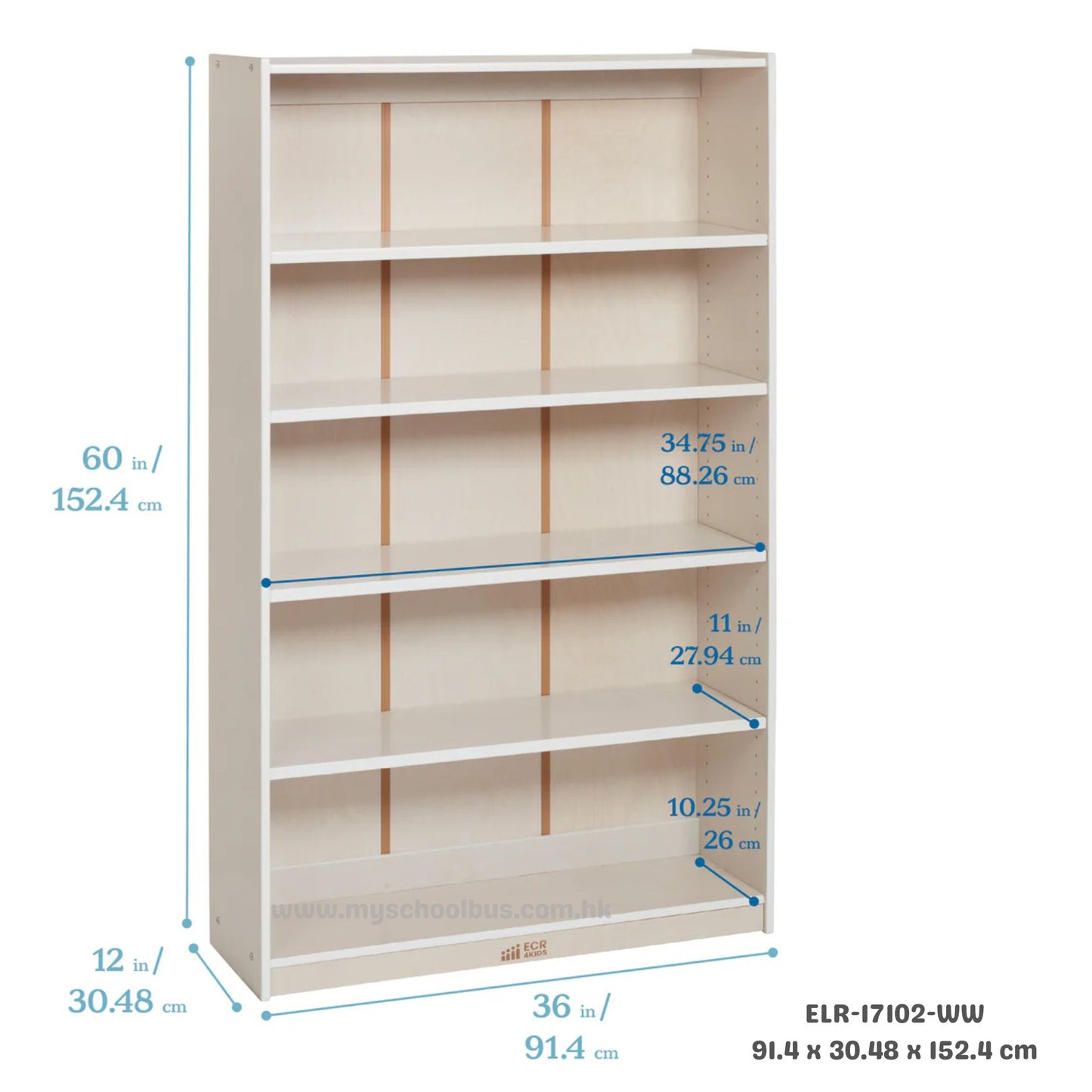 ECR4Kids Wooden Classic Bookcase with Adjustable Shelves 木製經典書架-配備可調式層板