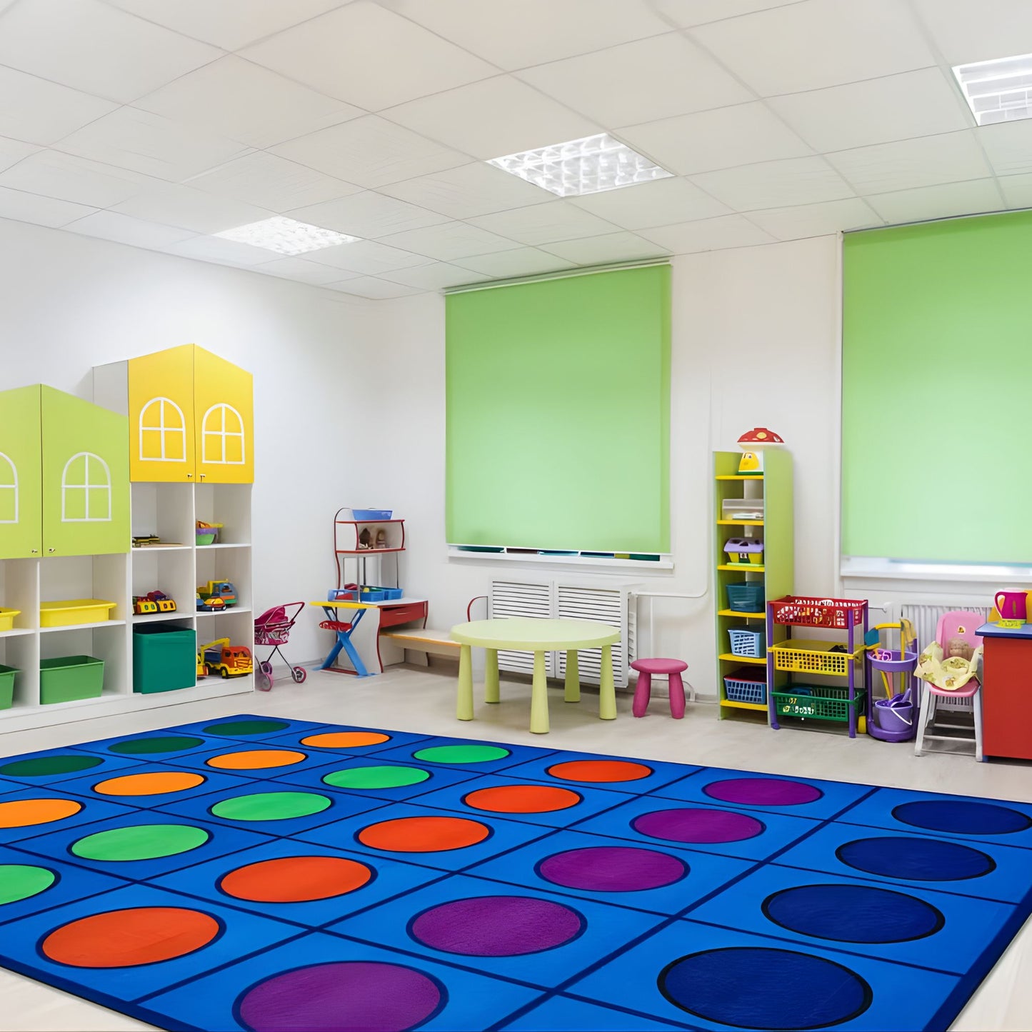 ECR4Kidz Seating Circles Rug | Classroom Organization and Literacy Carpet L183*W274cm 繽紛圓點定位地毯 | 學校專用課室秩序管理地毯
