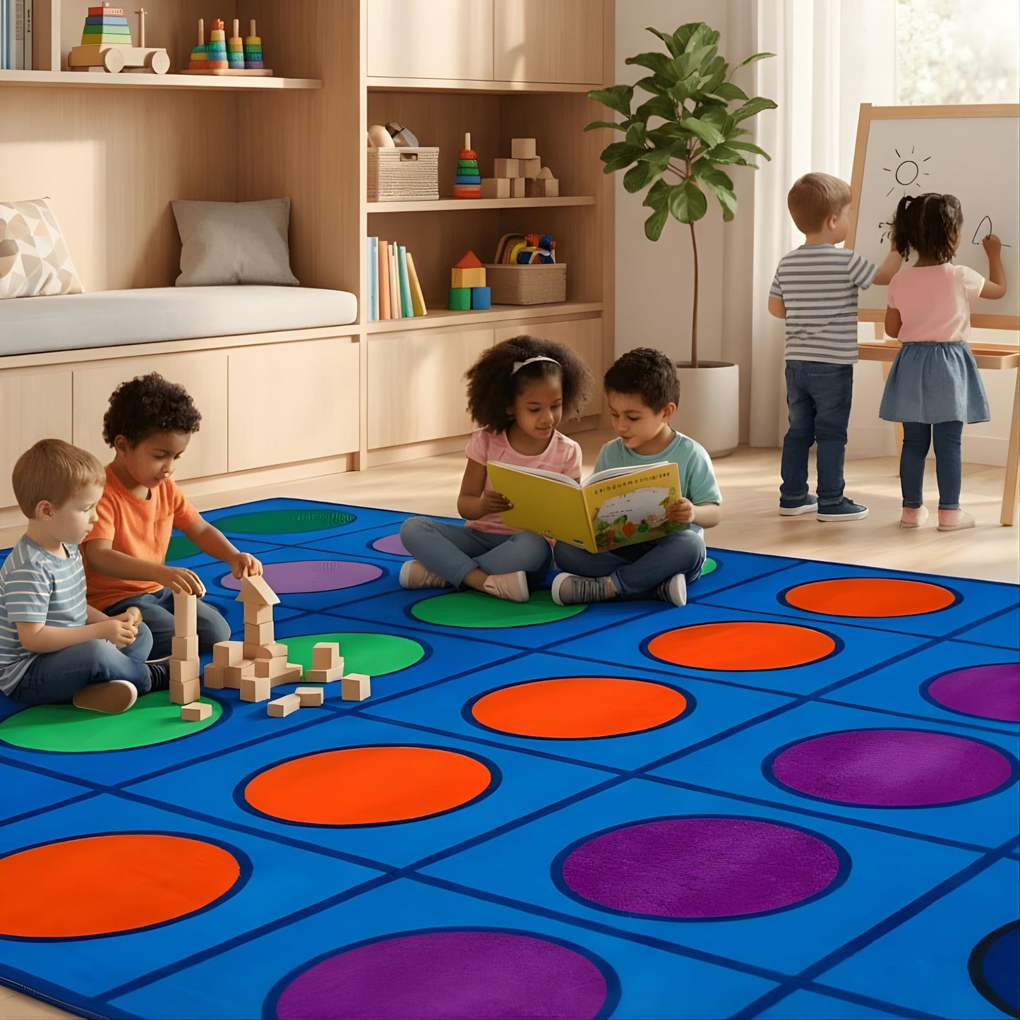 ECR4Kidz Seating Circles Rug | Classroom Organization and Literacy Carpet L183*W274cm 繽紛圓點定位地毯 | 學校專用課室秩序管理地毯