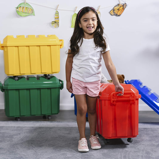 18-Gallon Stackable Storage Trunk Assorted Color Set of 4個 18 加侖可堆疊可移動塑料儲物箱