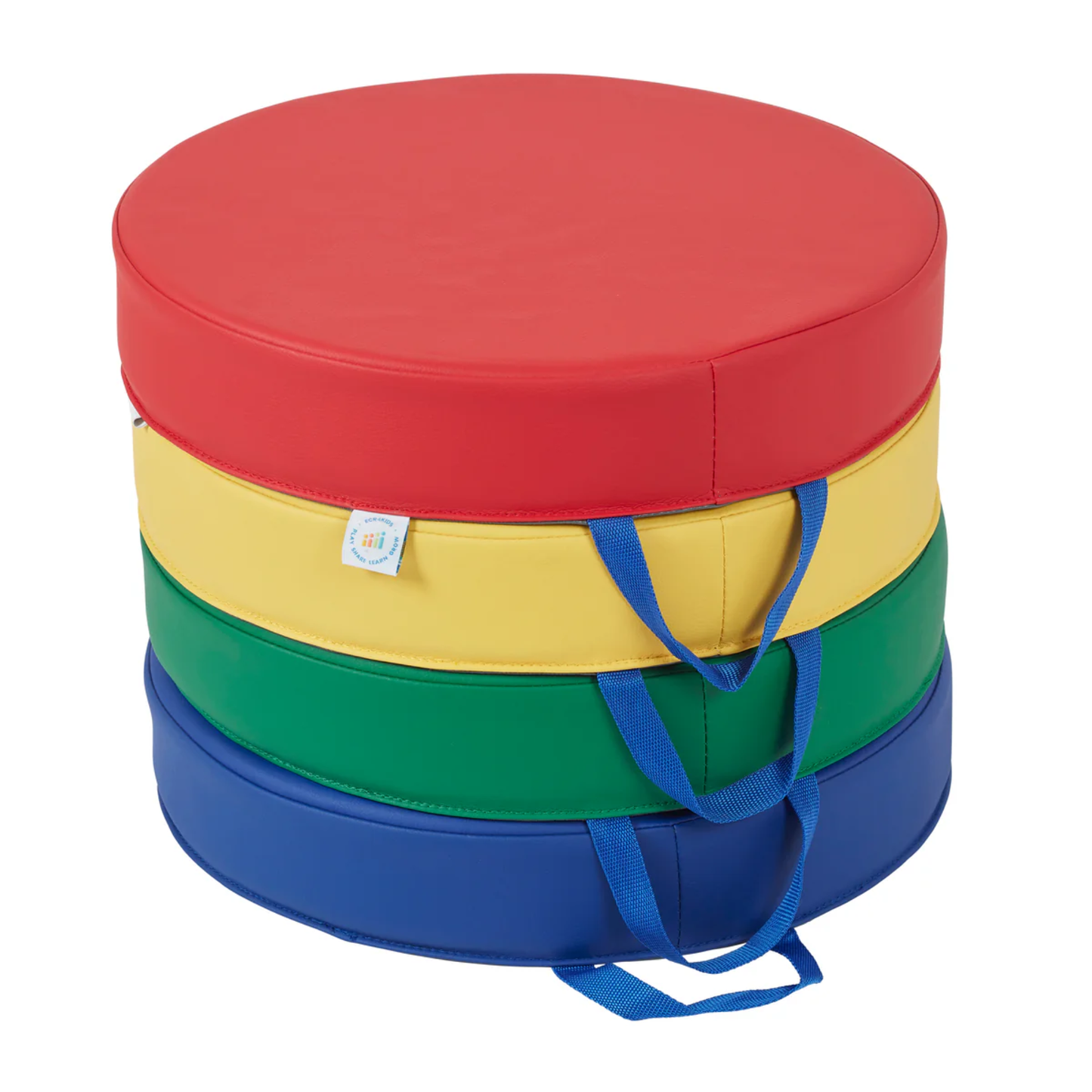 ECR4Kids Carry Me Round Floor Cushions with Handles, 4-Piece 兒童便攜式圓形地板坐墊（4件組）