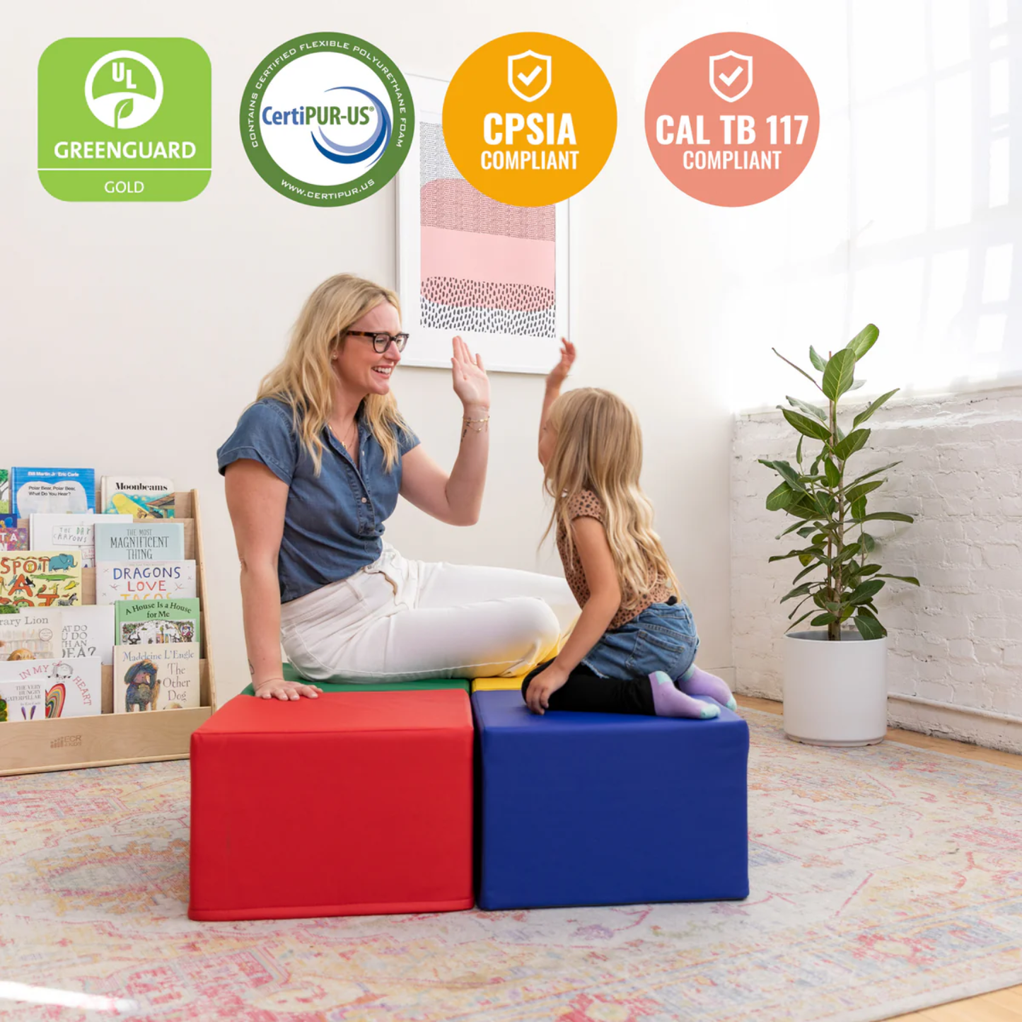 ECR4KIDS Square Foam Ottoman Seating Set, 4-Piece 正方沙發凳4件套