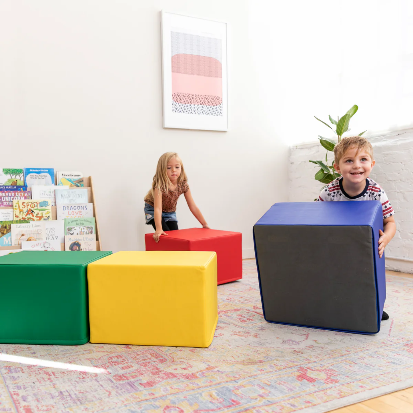 ECR4KIDS Square Foam Ottoman Seating Set, 4-Piece 正方沙發凳4件套