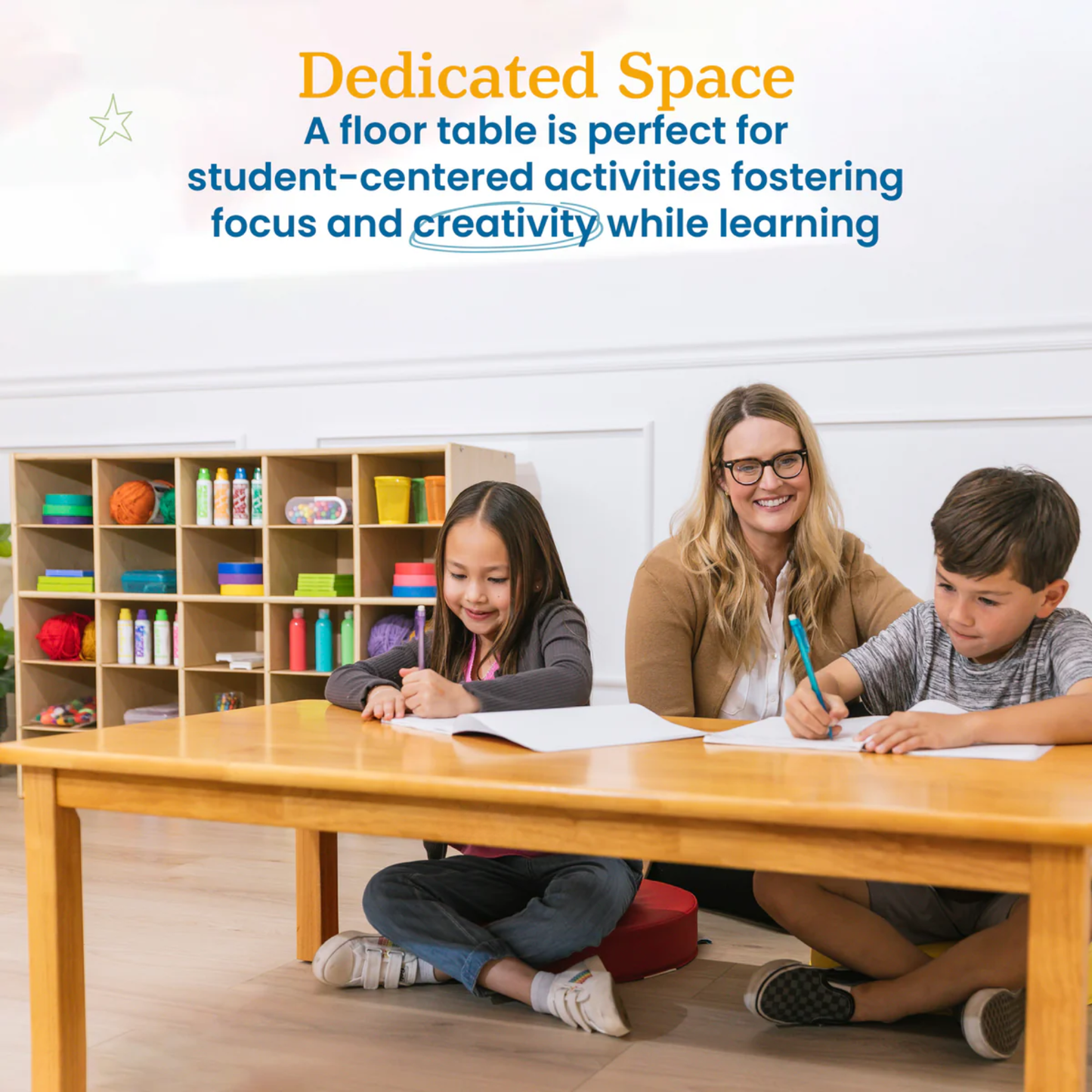 ECR4Kids Rectangle Table with Hardwood Leg 實木腿長方桌 61x122cm