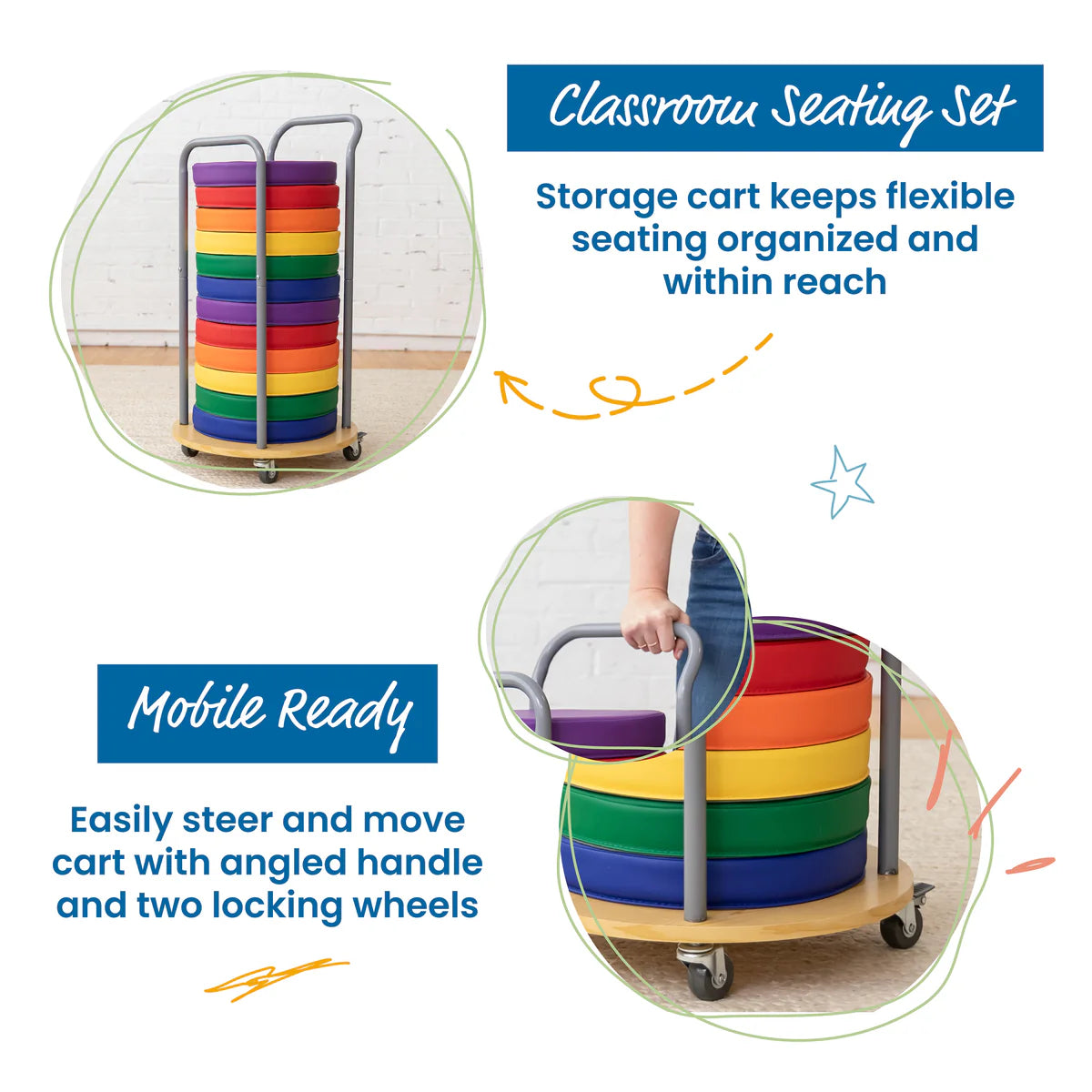 Softzone Round Cushion with Handle Set of 6件套 帶提把彩虹圓形地墊