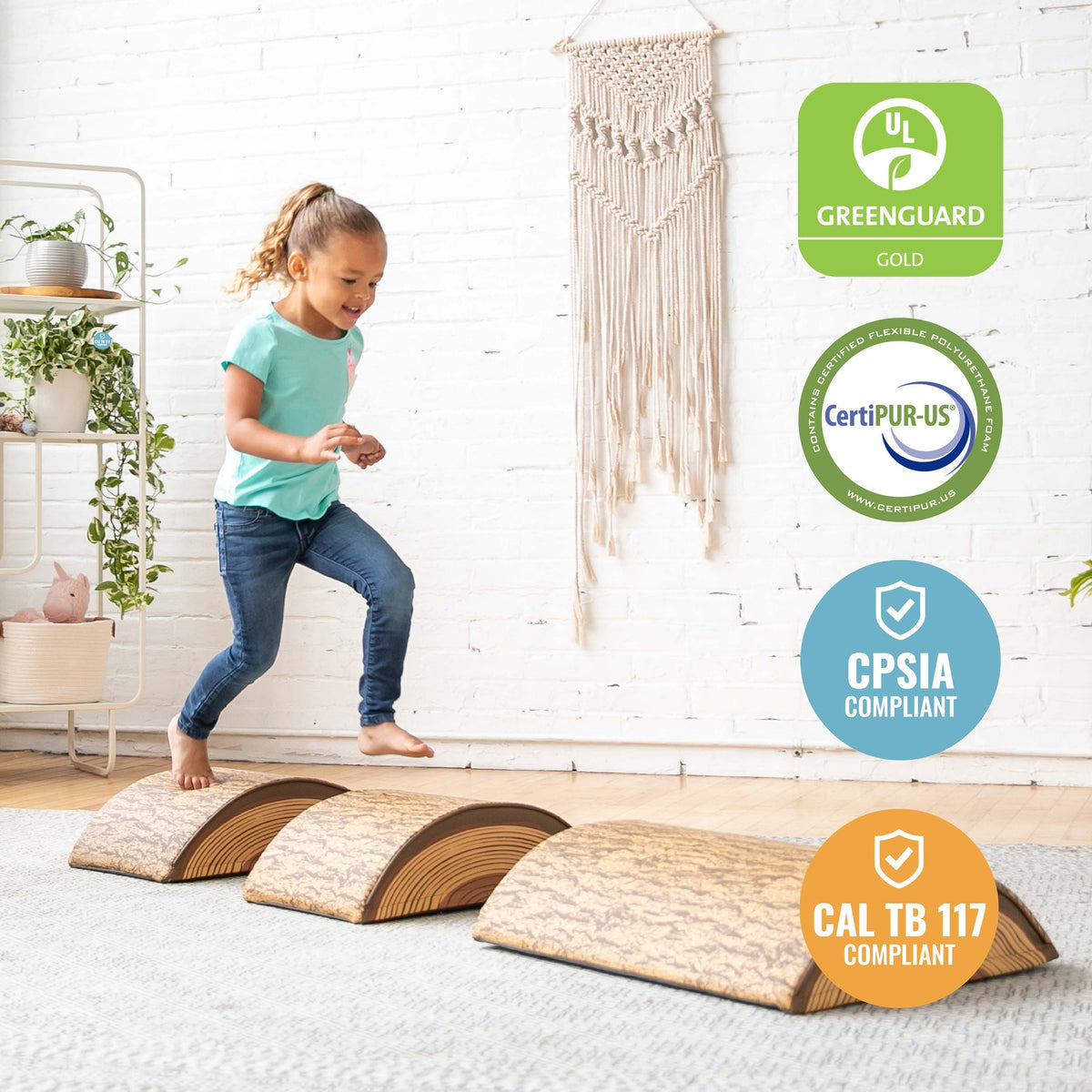 Tree Log Nature-Inspired Climber Balance Builders Set of 3