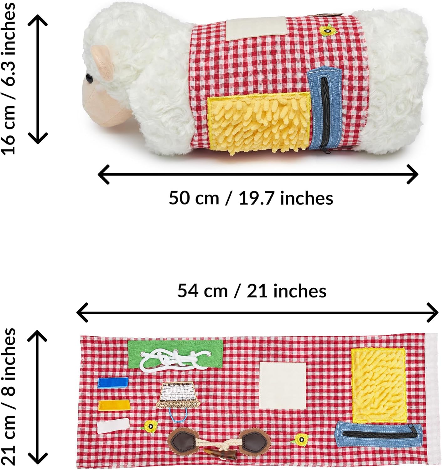 2-in-1 Sensory Fidget Muff Blanket White Sheep Calming Activities for Dementia and Alzheimer’s Support 二合一感官保暖手筒與失智症活動毯