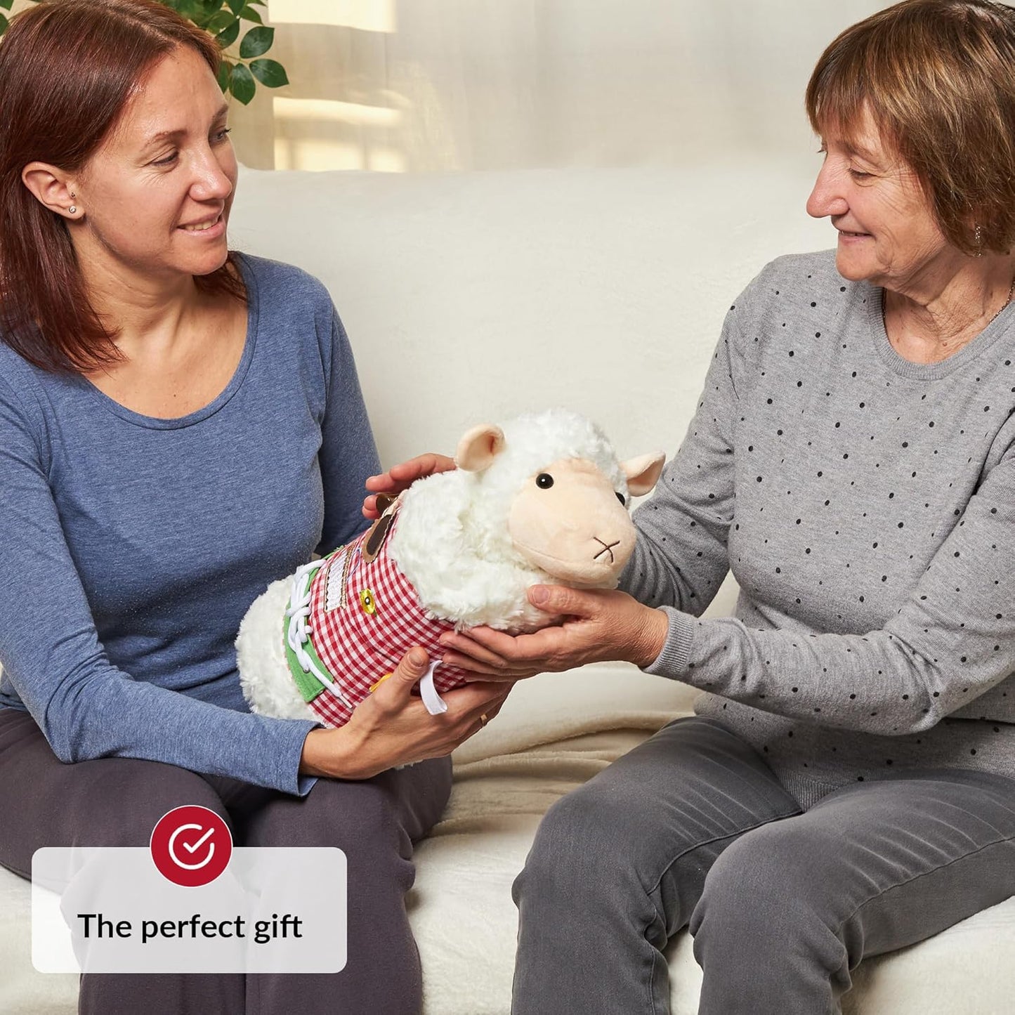 2-in-1 Sensory Fidget Muff Blanket White Sheep Calming Activities for Dementia and Alzheimer’s Support 二合一感官保暖手筒與失智症活動毯