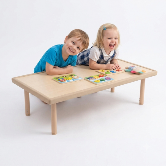 L126*W66*H36-45cm Protective Rectangular Table Height Adjuestable 安護系列-包邊實木桌長方桌-可調高