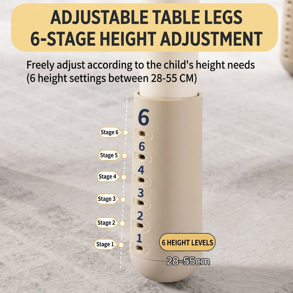 KOK Peanut-shaped Kids Table Height Adjustable L80*W60 H28-55mm Erasable Graffiti Top 花生型兒童桌 六段升降與可塗鴉桌面