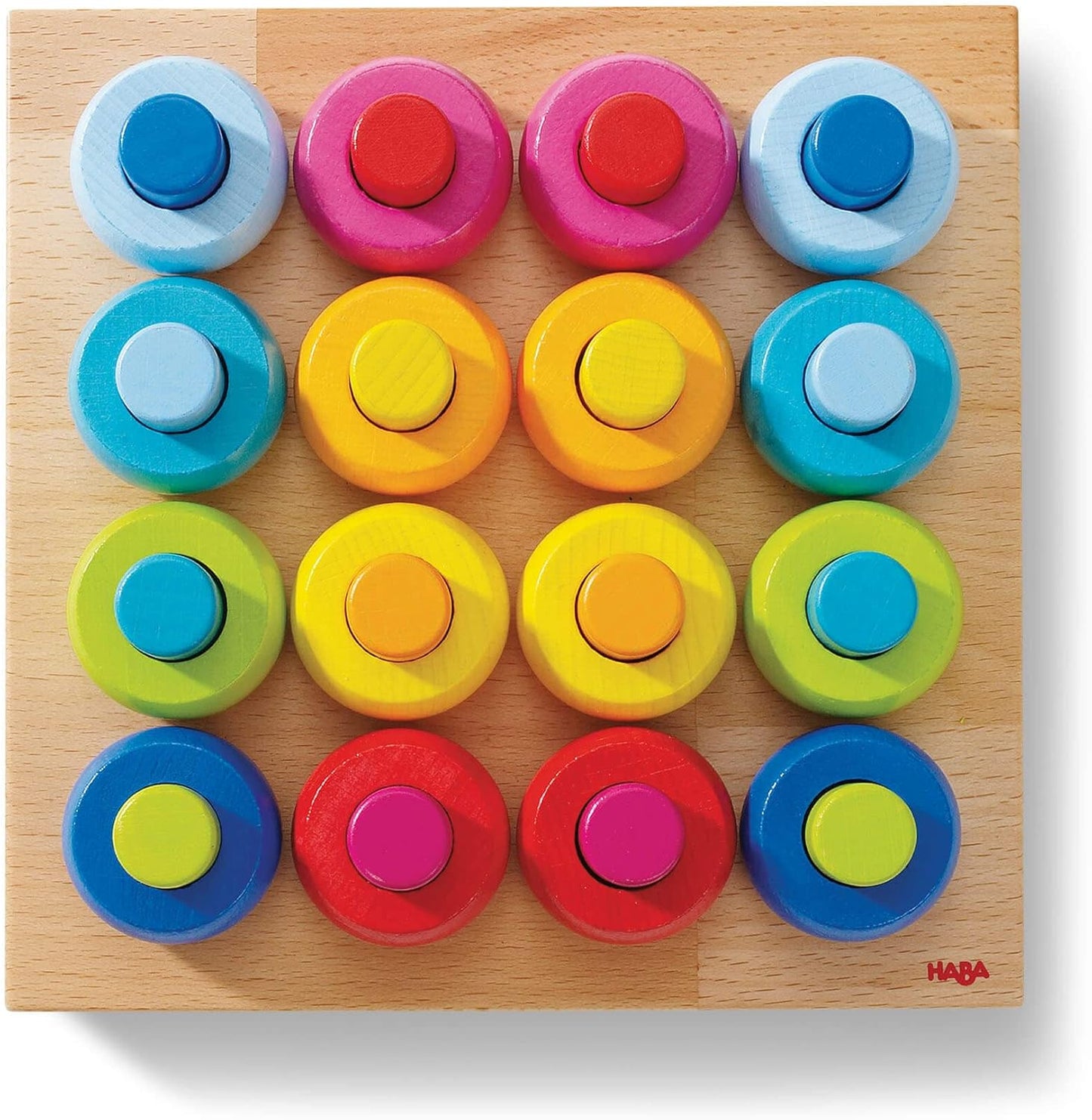 Haba 2022 Rainbow Whirls Pegging Game 經典彩虹圈遊戲 顏色配對 數量多與小 長與短 比較 評估工具