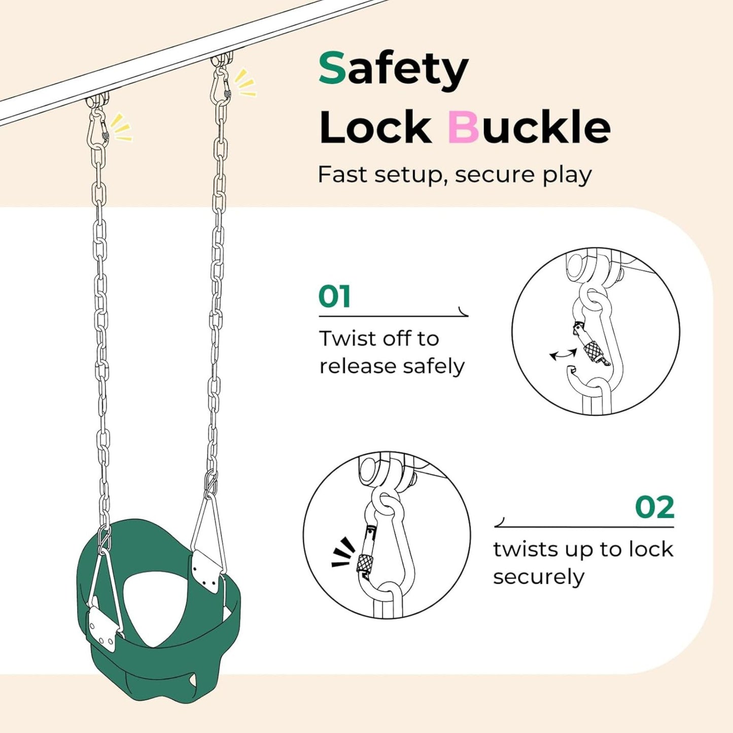 High-Back Full Bucket Toddler Swing CPC Safety Approval Max Weight 100KG 兒童全包圍高背防夾手吊籃鞦韆