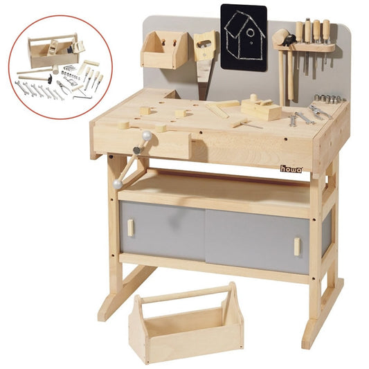 Howa Children's Wooden Workbench with Tools Box Set 兒童木工作台與工具箱套裝