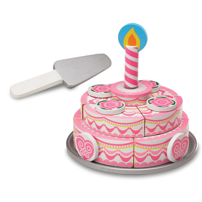 Melissa and Doug Triple-Layer Party Cake - Wooden Play Food