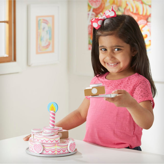 Melissa and Doug Triple-Layer Party Cake - Wooden Play Food