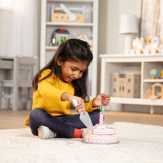 Melissa and Doug Triple-Layer Party Cake - Wooden Play Food