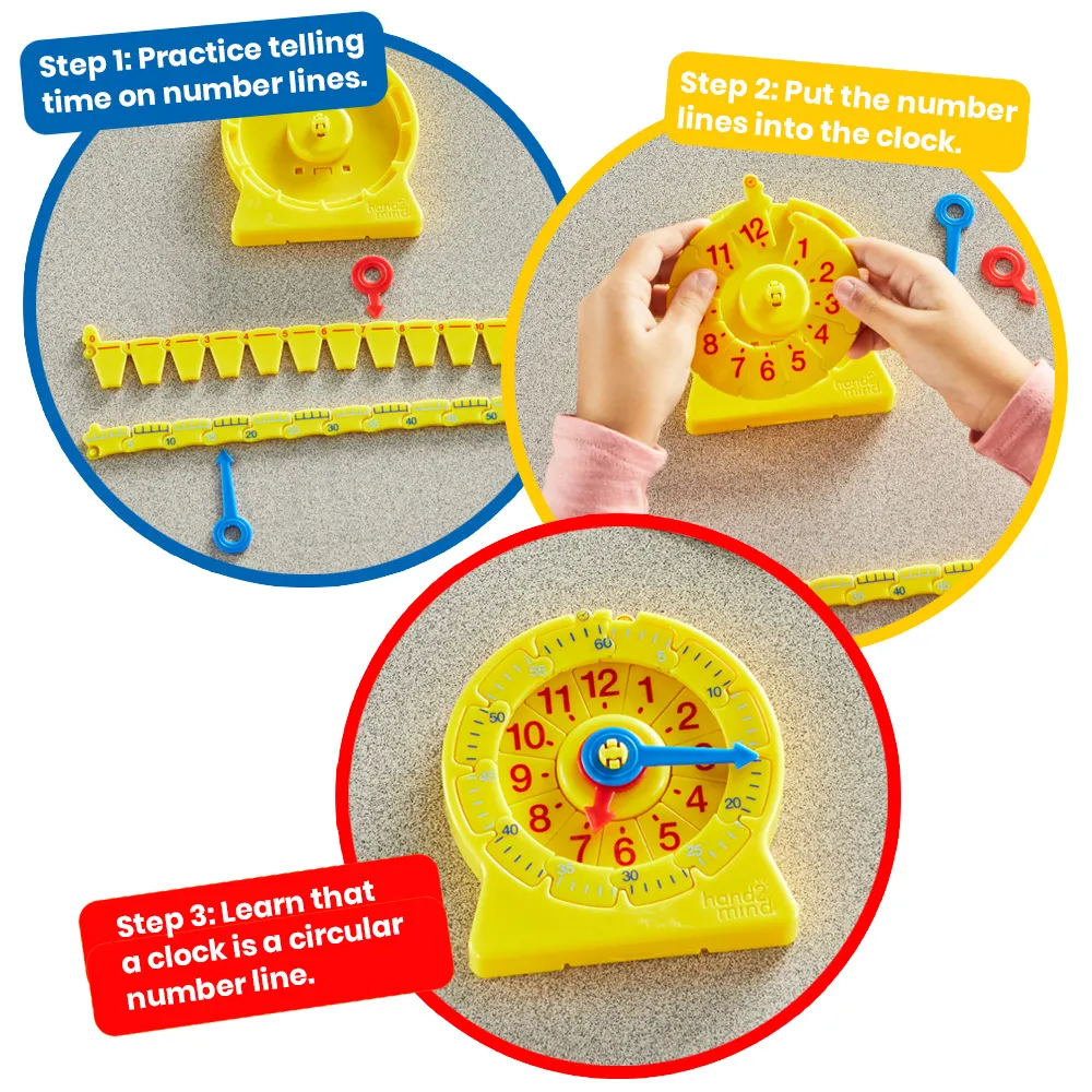 hand2mind NumberLine Clock Mini Student Clock