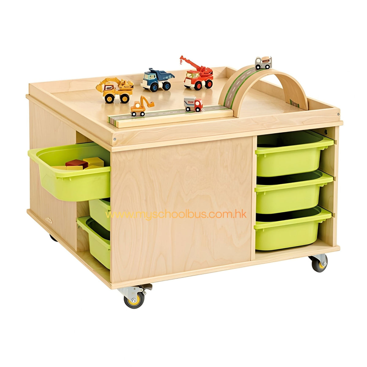 Mobile Activity Play Table with Bins &amp; Casters 移動式多功能玩具桌連收納箱及萬向輪